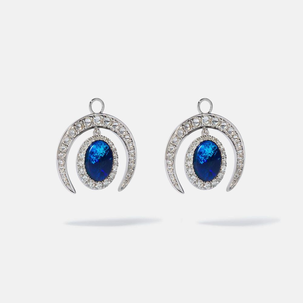 Unique 18ct White Gold Opal Doublet Earring Drops | Annoushka jewelley